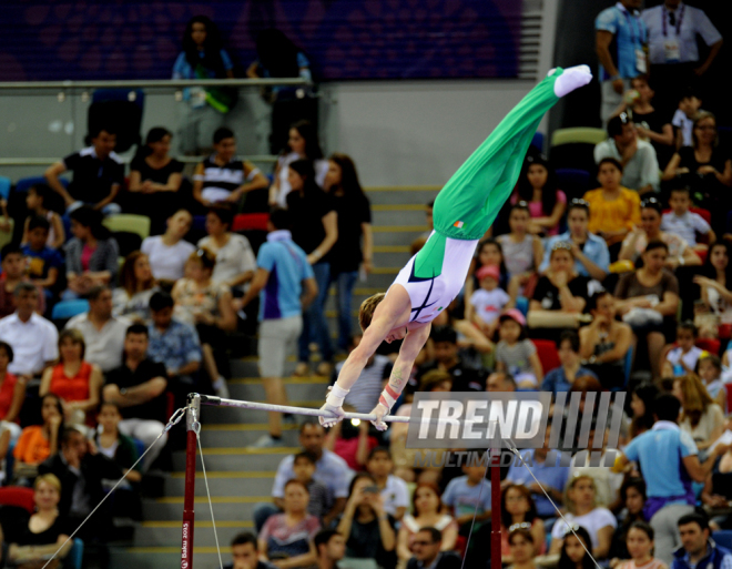 İdman gimnastikası üzrə fərdi çoxnövçülük yarışlarının finalı keçirilir. Bakı, Azərbaycan, 18 iyun 2015